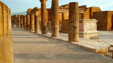 POMPEII (Pompei), İtalya, 20 APRIL 2024 - Comitium ve belediye binaları, Pompeii Forumu, Pompeii, Napoli, Campania, İtalya, M.S. 79 yılında Vesuvius tarafından gömülen antik Roma kenti