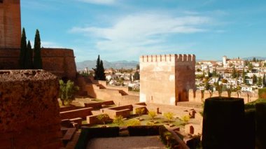 Alhambra Sarayı - Albayzin, Granada, Endülüs, İspanya olarak da bilinen Alcazaba kalesinin, askeri bölgenin ve Albaisin 'in çekimleri