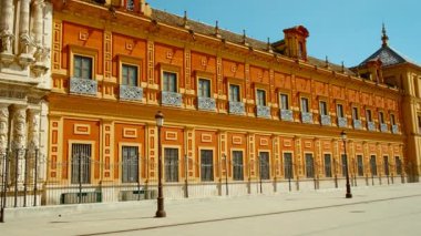 Palacio de San Telmo, Seville, Endülüs, İspanya. Karmaşık görünüşlü bir barok sarayı, eski kraliyet konutu, şimdi bölgesel yönetime ev sahipliği yapıyor.