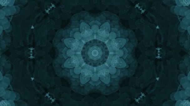 Нежный бесшовный голубой фрактал Калейдоскоп фон из Бактерии — стоковое видео