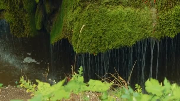 Przechylanie strzał unikalny wodospad Bigar w Rumunii — Wideo stockowe