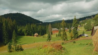 Güneşli bir günde - geniş açı Rumen kırsalında pastoral sahne