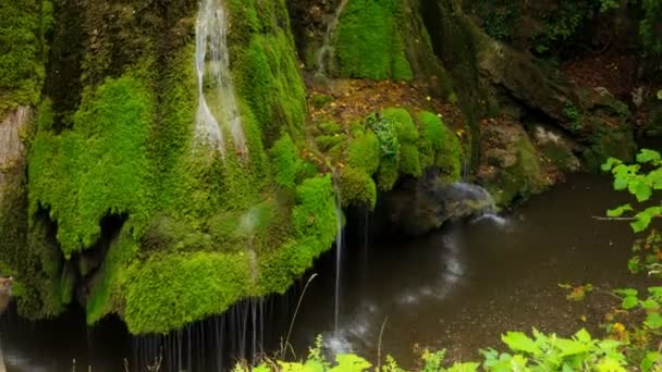 Přerušený záběr jedinečného Bigarovského vodopádu v Rumunsku — Stock video