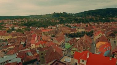 Transilvanya, Romanya'da Sighisoara Şehrinin Panoramik Manzarası
