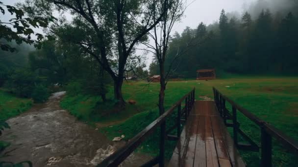 Colpo panoramico della pittoresca e rustica campagna transilvana — Video Stock