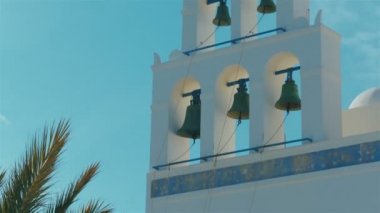 Geleneksel Kiklad Akdeniz Kilisesi Çan Kulesi Detayı