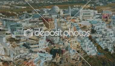 Geleneksel Kiklad Akdeniz Köyü'nün Yakın Çekiminin Kurulması-