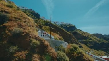 Bir Akdeniz Kiklad Köyü, Deniz ve Gökyüzü Nün Havadan Görünümü DonantanA Binen Leri Gösteren