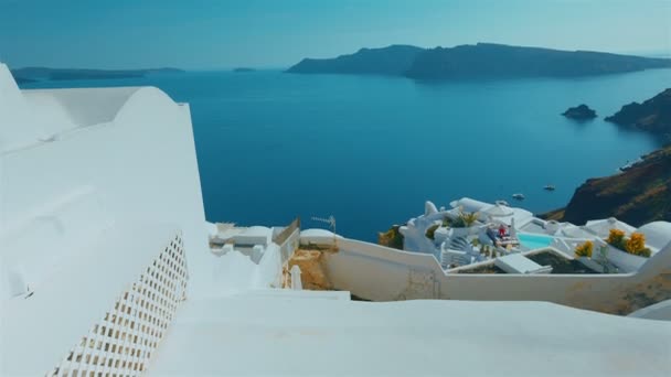 Tilting Shot côte méditerranéenne île grecque de Santorin 