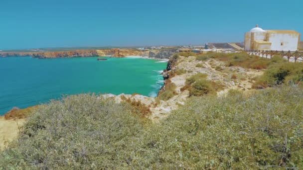 Vista amplia del Cabo Sagres en Portugal — Vídeo de stock