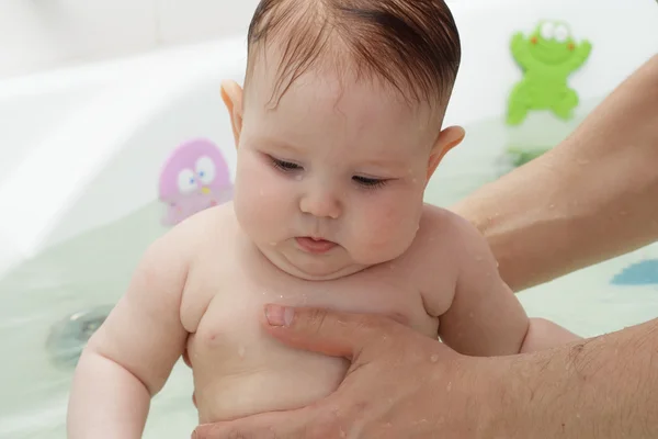 Newborn baby bathe and swim