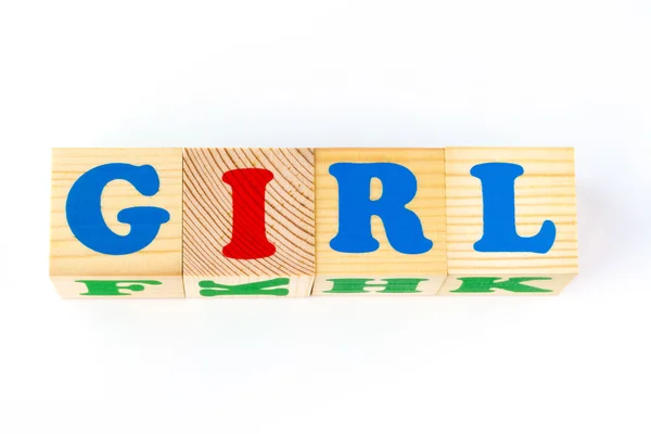 Holzwürfel mit Inschrift Mädchen — Stockfoto