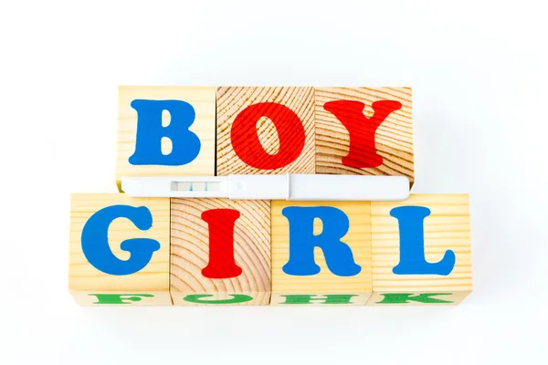 Cubos de madeira com inscrição Boy Girl — Fotografia de Stock