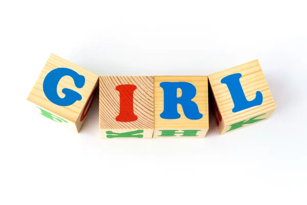 Drewniane kostki z napisem dziewczyna — Zdjęcie stockowe