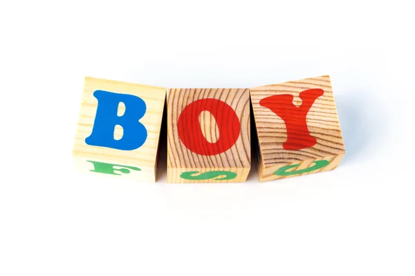 Cubos de madeira com inscrição Boy — Fotografia de Stock