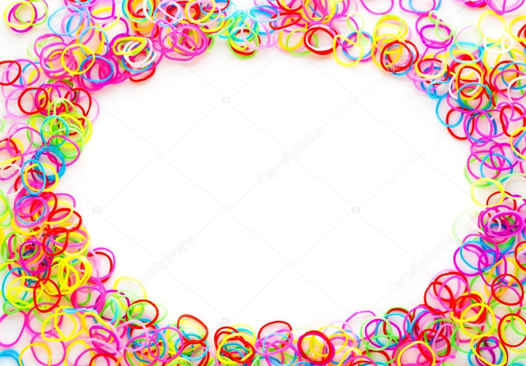 Colored rubber bands for weaving accessories on a white background