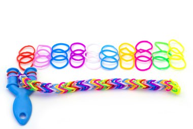 Gökkuşağı renkli kauçuk şeritler aksesuarları dokuma tezgahı