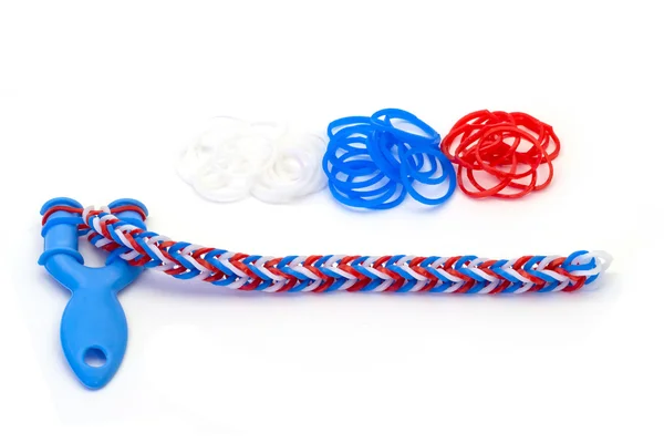 Rainbow loom Colored rubber bands for weaving accessories — Stock Photo, Image