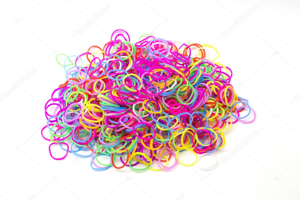 Rainbow loom Colored rubber bands for weaving accessories Stock Photo by  ©photoSIA 91828854