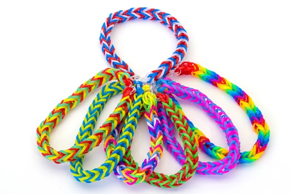 Rainbow loom Colored rubber bands for weaving accessories — Stock Photo, Image