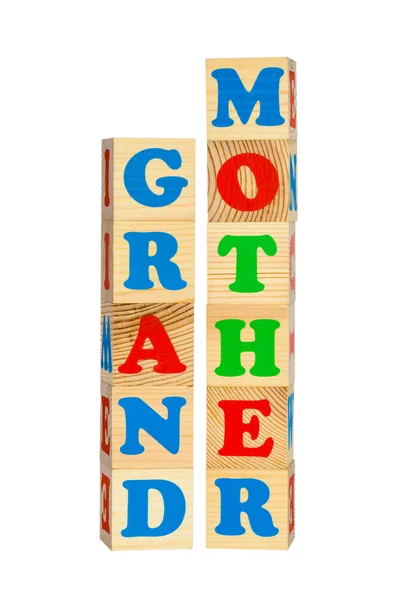 Wood cube with inscription GRANDMOTHER — Stock Photo, Image