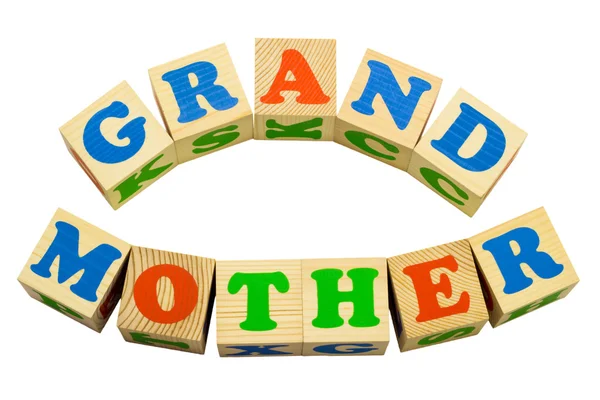 Wood cube with inscription GRANDMOTHER — Stock Photo, Image