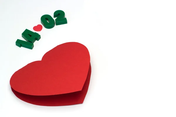 Red paper heart card Valentines day — Stock Photo, Image