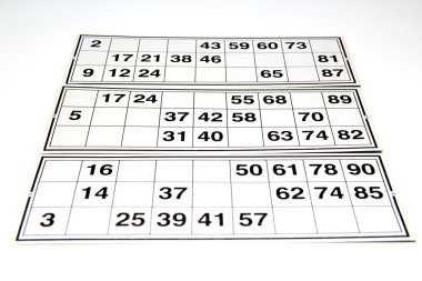 Ahşap kegs ve Loto veya bingo kartları oyun