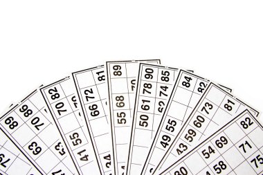 Ahşap kegs ve Loto veya bingo kartları oyun