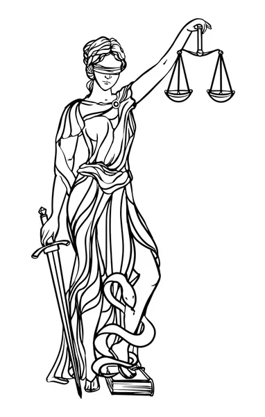 Фемида богиня правосудия. Векторная иллюстрация фемиды . — стоковый вектор