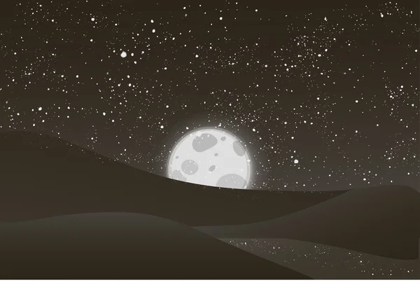 Ночная векторная луна, сияющие звезды на черно-белом небе . — стоковый вектор
