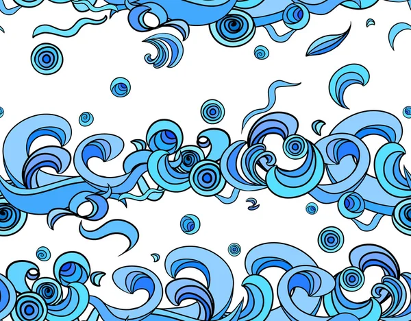 Αφηρημένη μπλε χέρι διελκυνθεί μοτίβο, κύματα φόντο. — Διανυσματικό Αρχείο