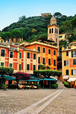 Portofino merkezi kare Piazzetta Liguria, İtalya