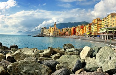 Camogli doğal görünümü ile sis gök