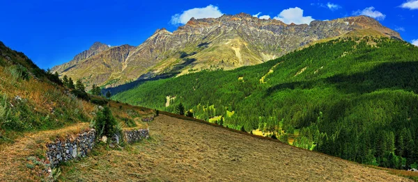 Montañas de Alpien con hayfield de Rhemes Notre Dame — Foto de Stock