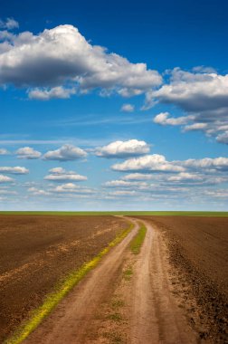 Baharda toprak yollarla kaplı tarlalar
