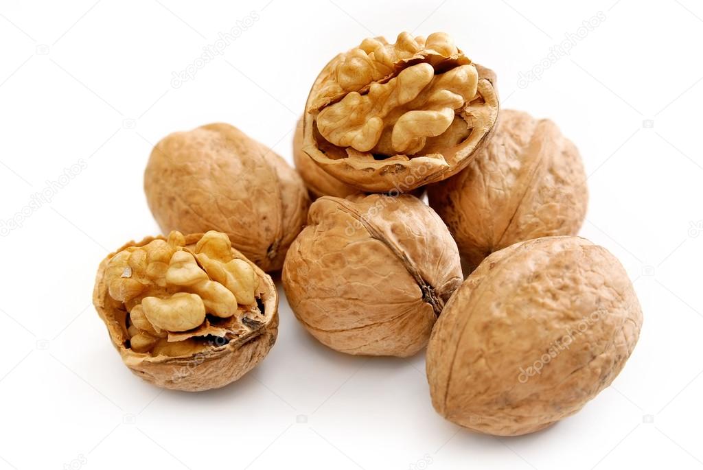 Greek nuts  on white background