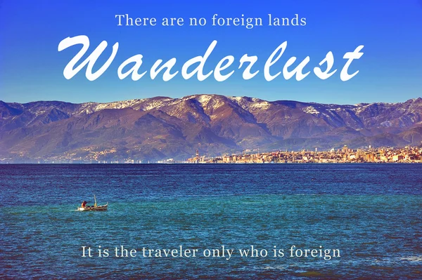 Voyage inspiration cite Wanderlust.Il n'y a pas de pays étranger . — Photo