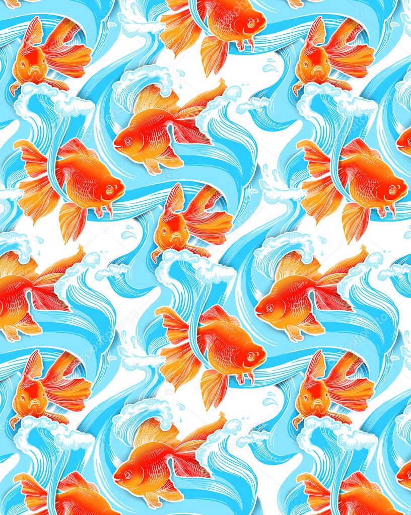 金魚イラスト アート ライン水中パターン シームレスなテクスチャ ストック写真 C Doublebubble 金魚イラスト アート ライン水中パターン シームレスなテクスチャ ストック写真 C Doublebubble