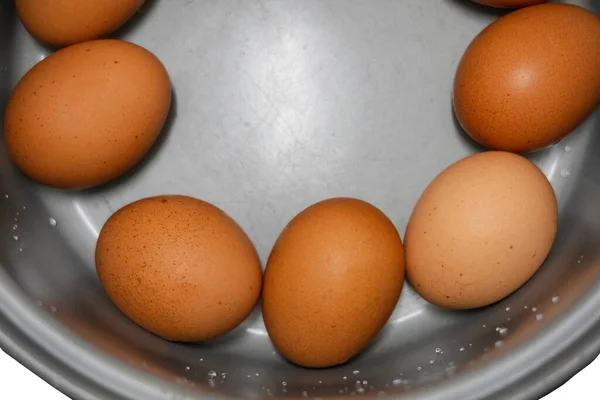 Яйця Покладені Горщик Видом Зверху — стокове фото
