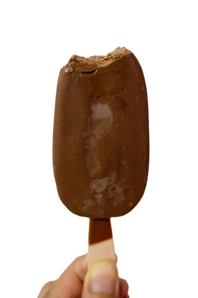 Chocolate Ice Scream Stick Isolado Com Fundo Branco — Fotografia de Stock