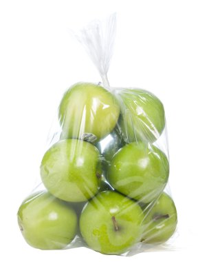 Yeşil elma plastik torba