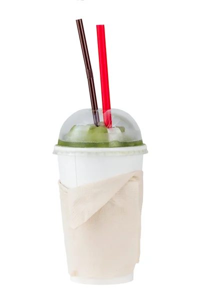 Suco de kiwi gelado em copo de papel — Fotografia de Stock
