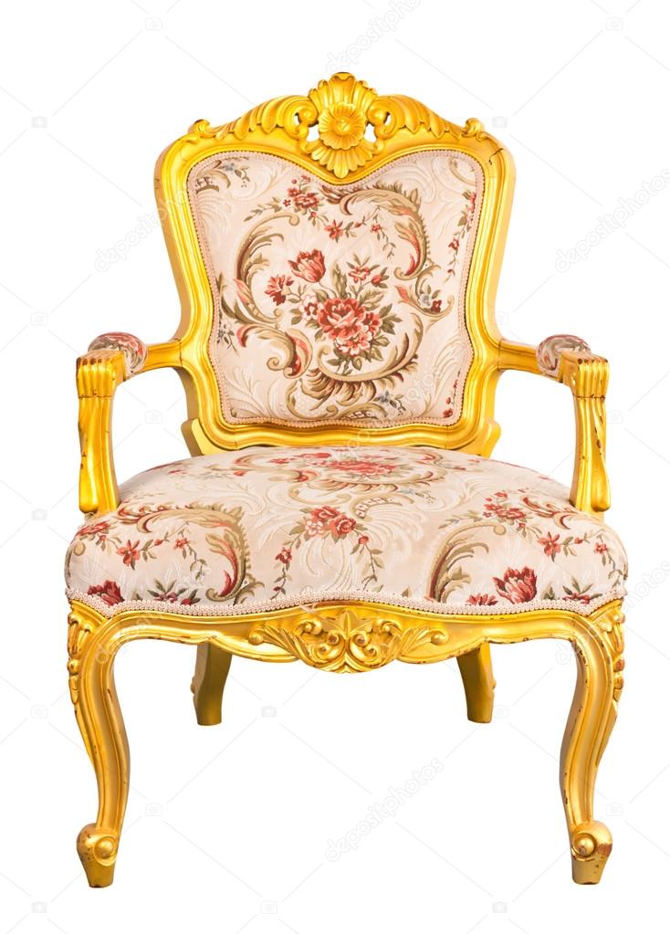 gold chair on white 