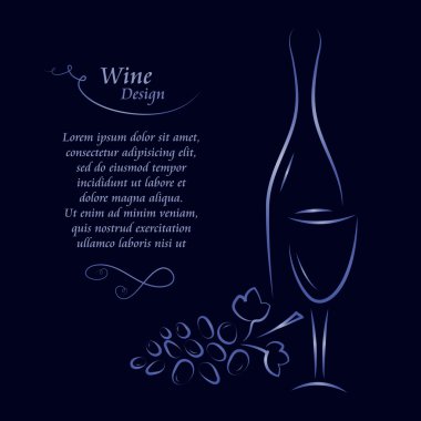 Şarap listesi siluet çizgili Tema