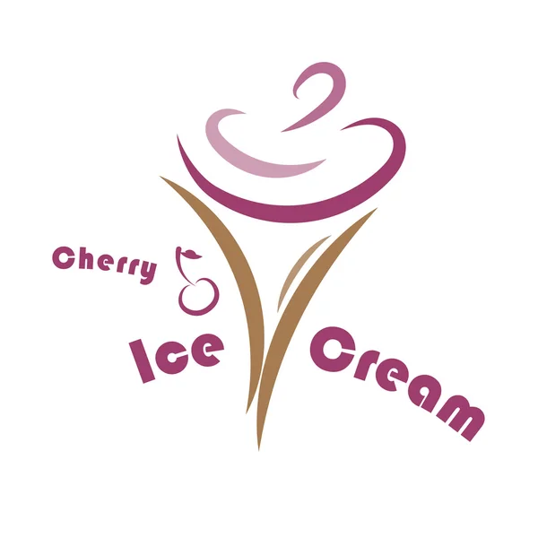 Cherry ice cream icon on a white background — Stock Vector