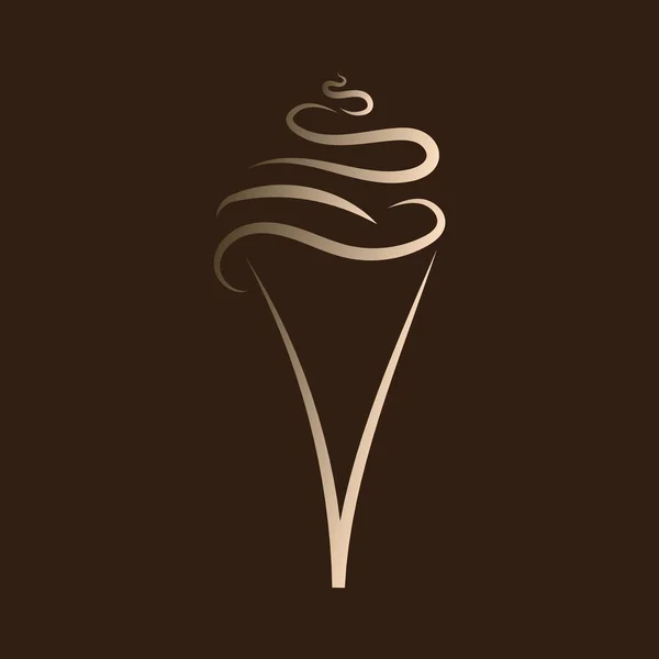 Ice cream pictogram op een bruine achtergrond — Stockvector