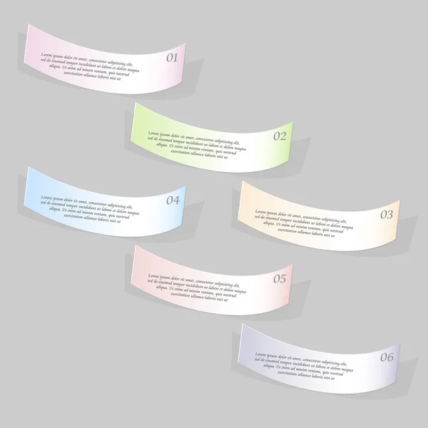 Plantilla de infografías de papel con 6 pasos, 6 opciones — Vector de stock