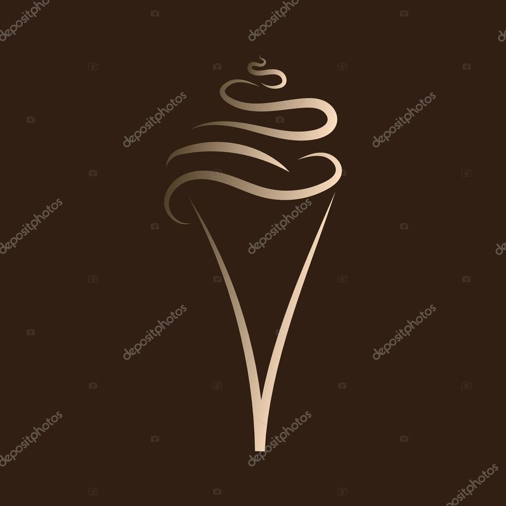 Ice cream icon on a brown background. Suitable for use in the menu of cafe and restaurant