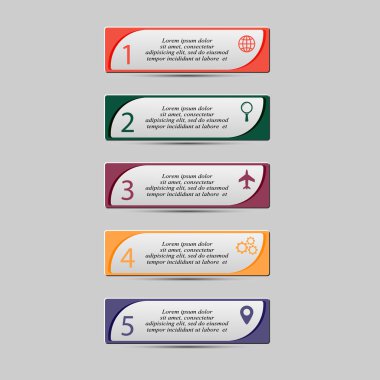 Doğrusal infographics oklarla. İşler, afiş, poster, web tasarım, eğitim, broşür, sunum için. Vektör çizim